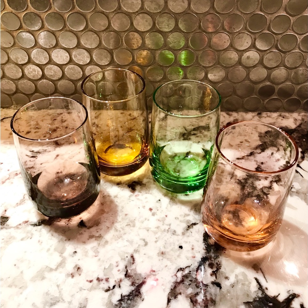 Antique Coloured Glasses x4